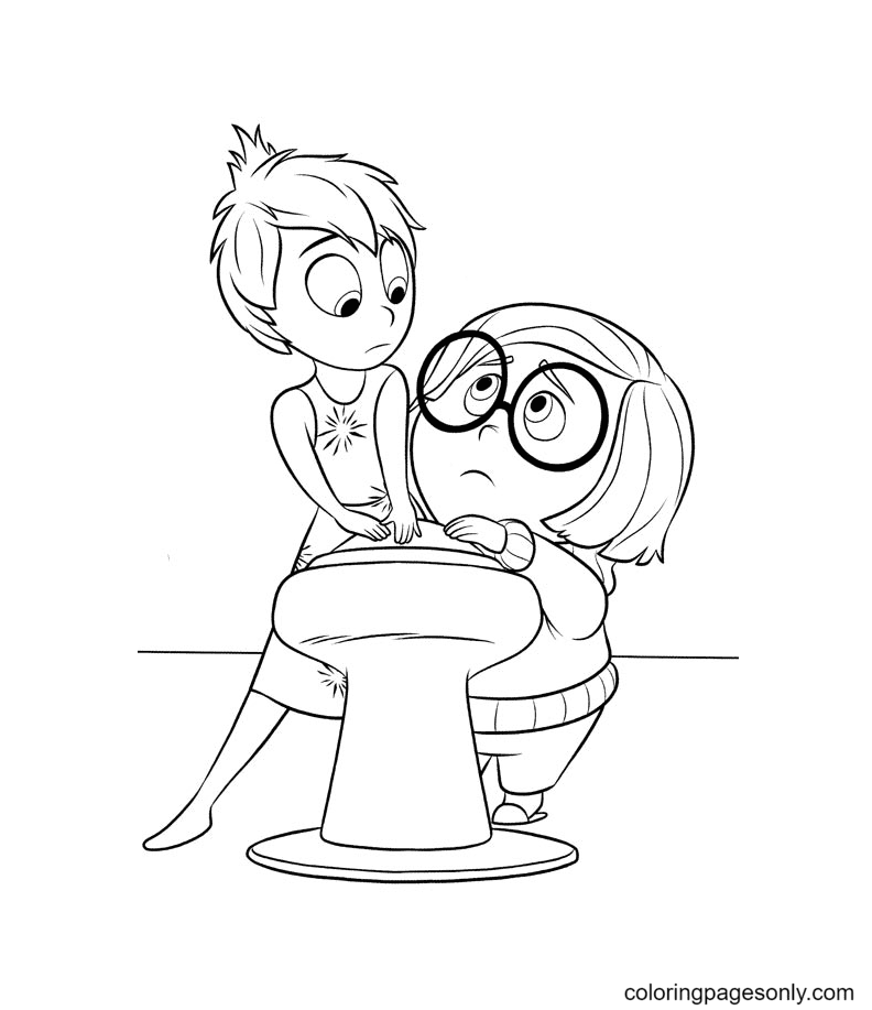 Inside Out Joy and Sadness Coloring Page