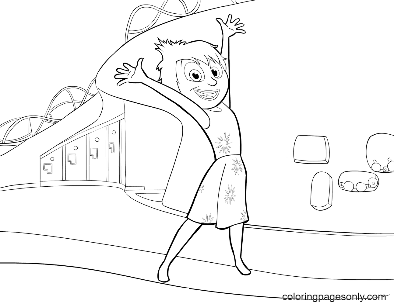 Inside Out Disney Coloring Page Joy
