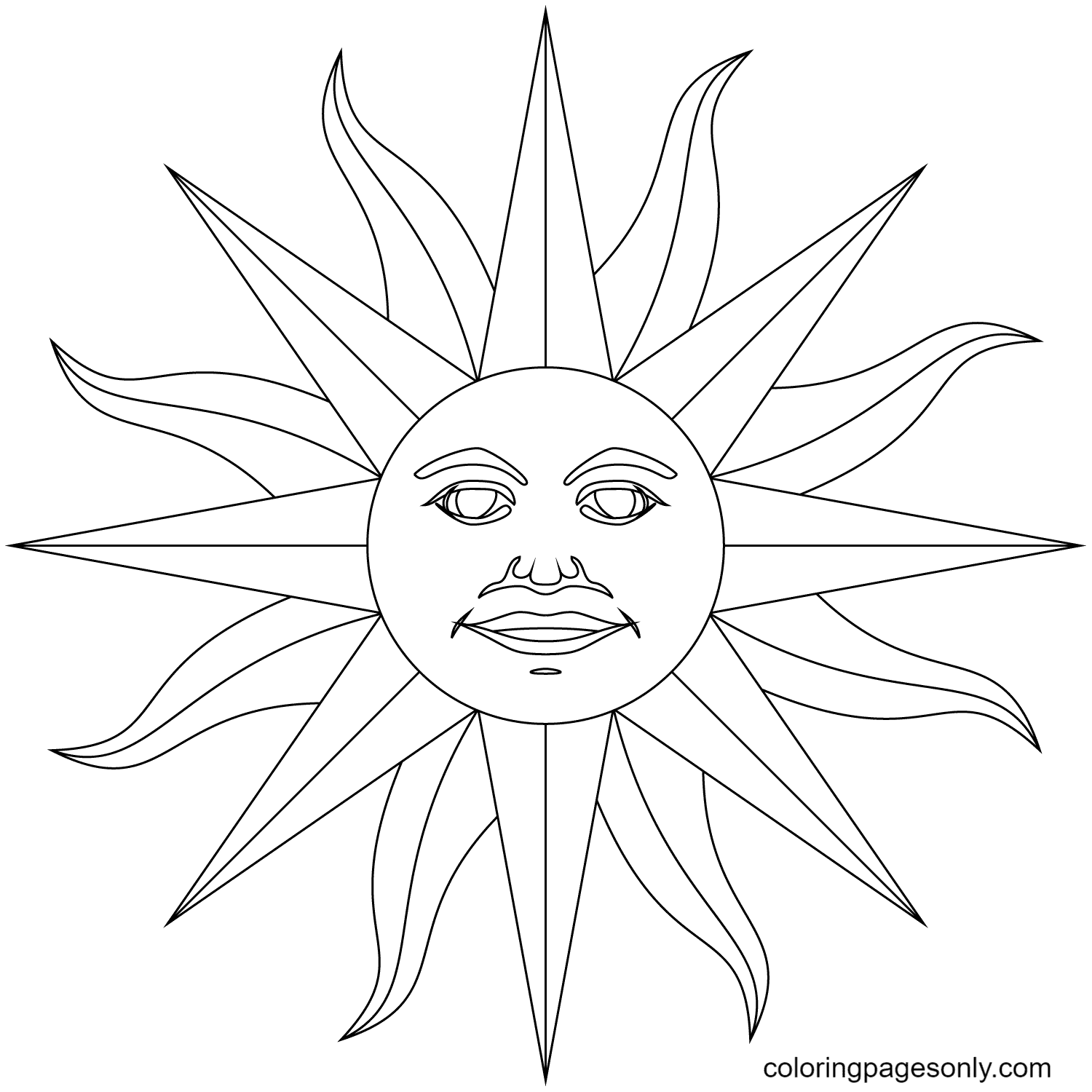 Inti – Incan God of Sun Coloring Page