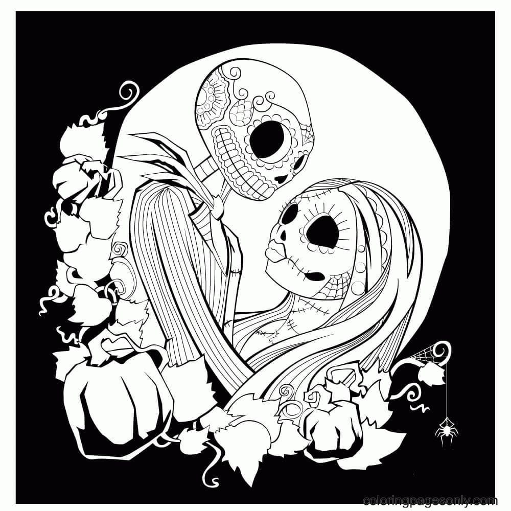 Jack And Sally As Love Coloring Pages