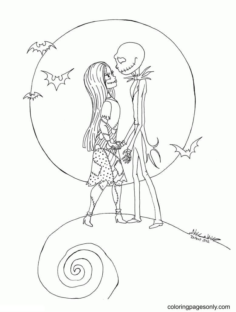Jack Skellington And Sally Coloring Pages Nightmare Before Christmas Coloring Pages Coloring 