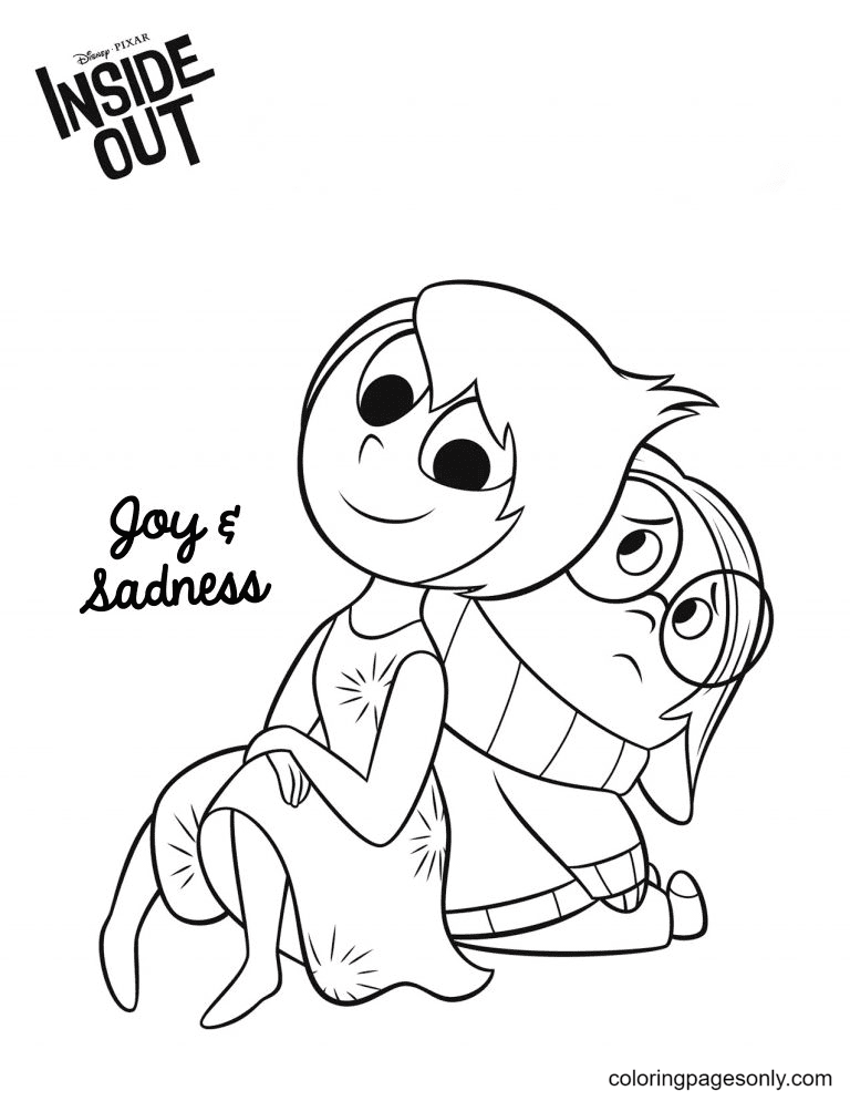 Joy and sadness sit together from Inside Out