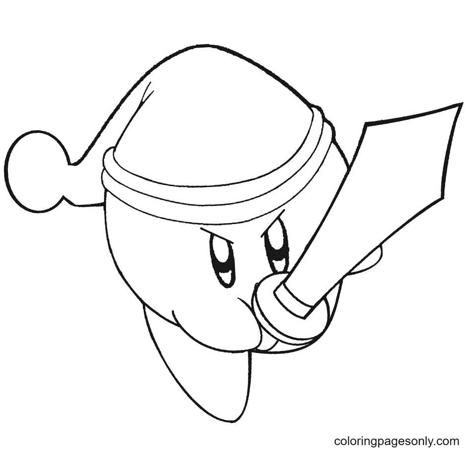 Kirby Sword Coloring Page
