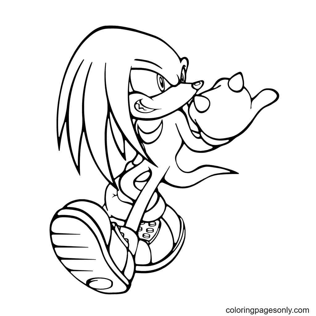 Knuckles the Echidna Free Coloring Page