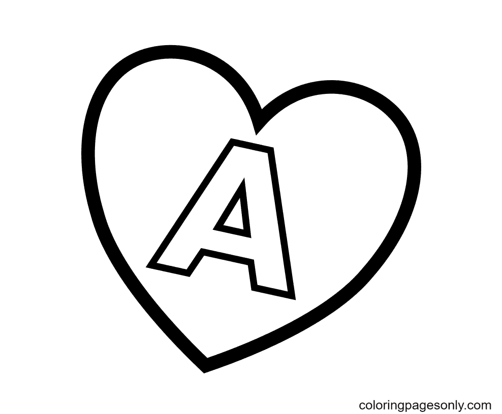 Lettre A en coeur de la lettre A