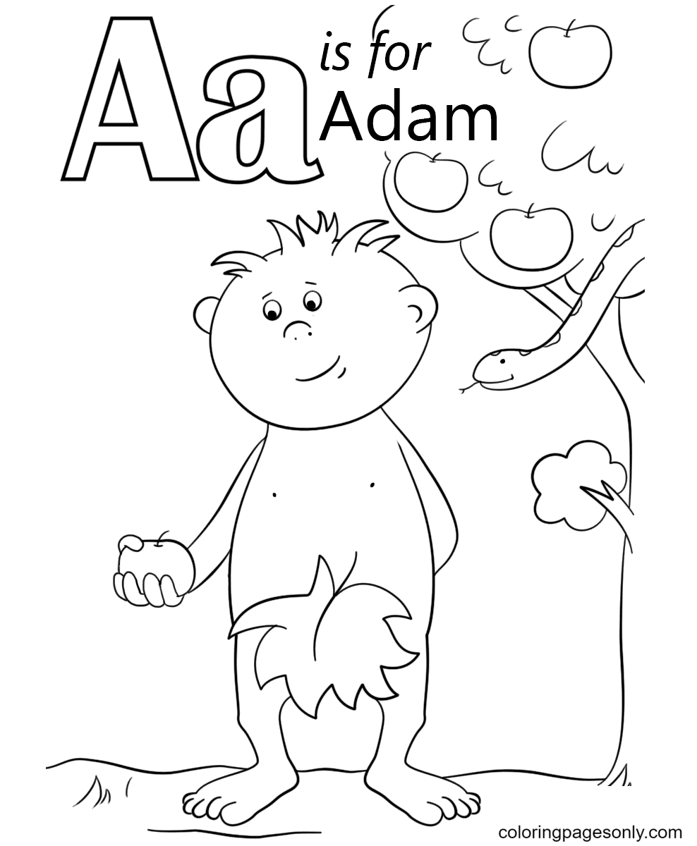 Letter A is for Adam Coloring Page
