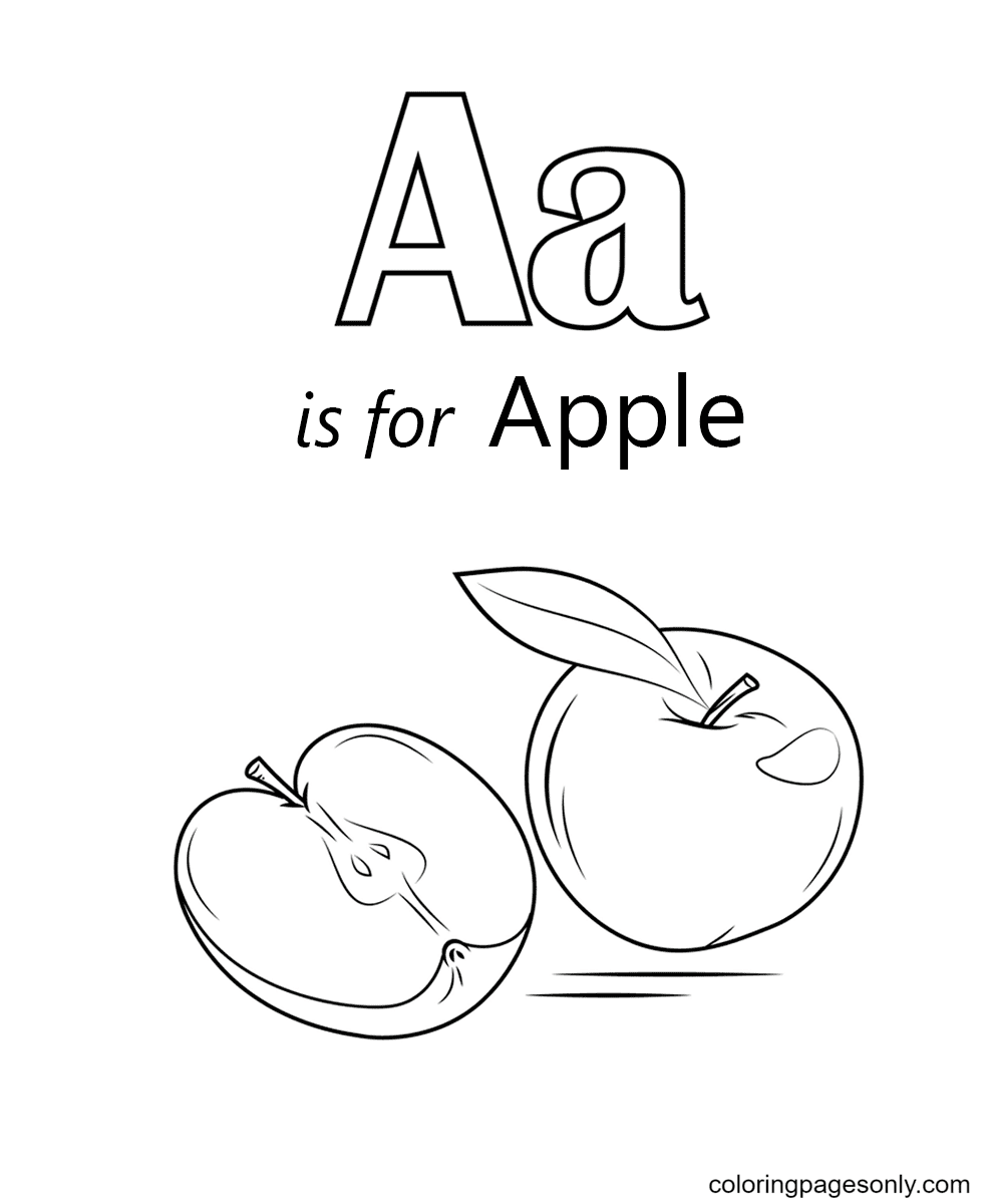 Letter A is for Apple Coloring Pages