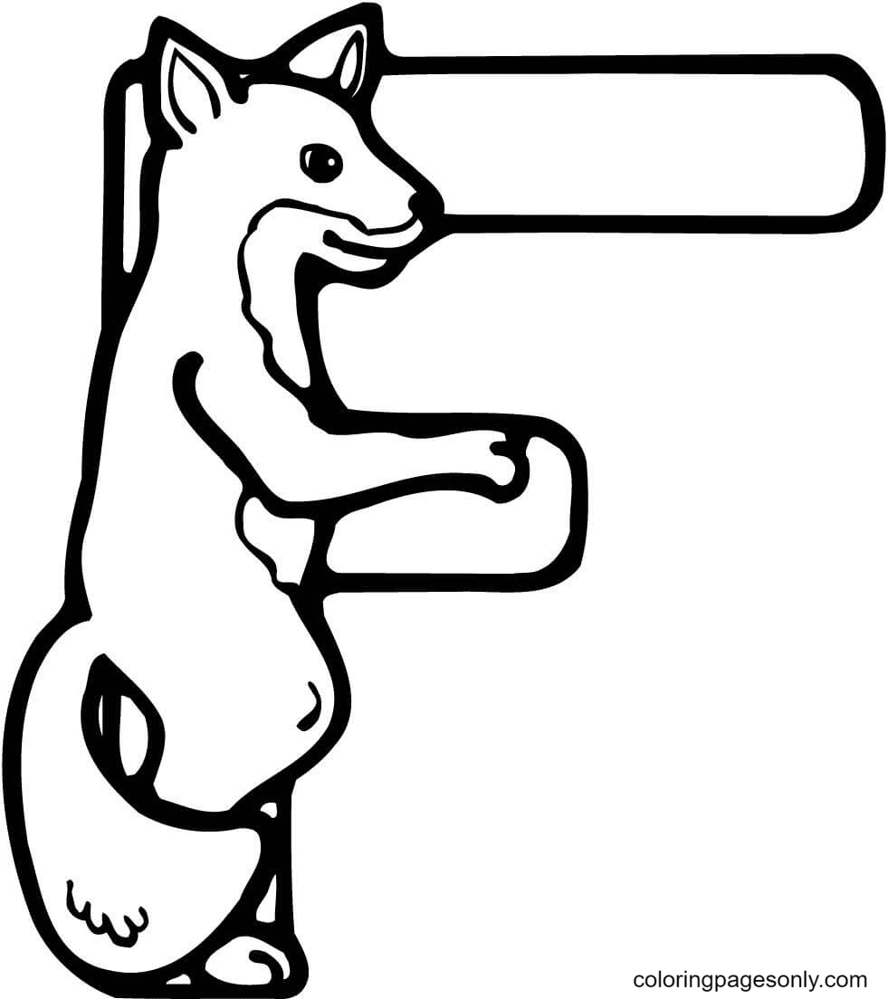 Letter F is for Fox Coloring Page