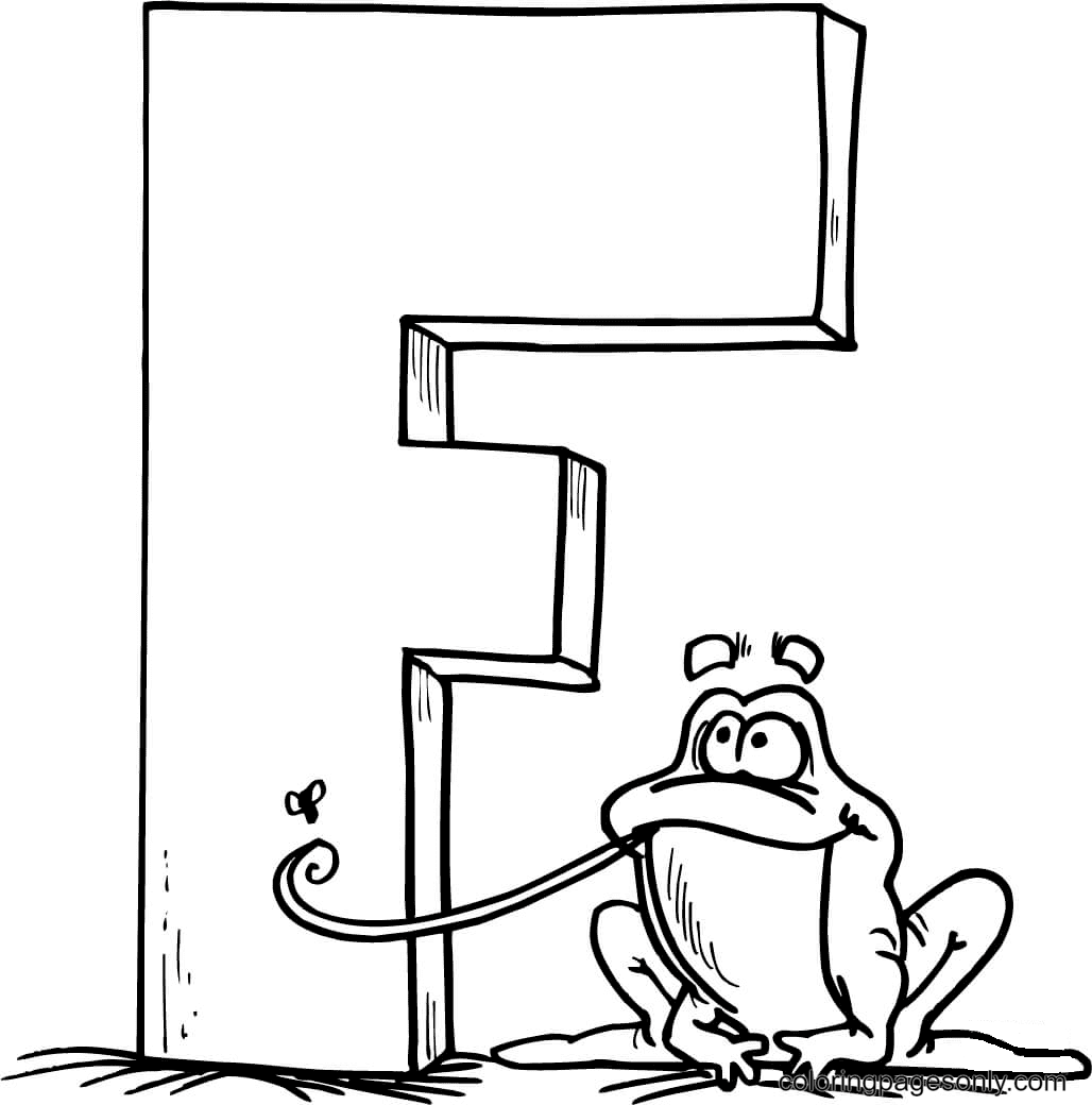 Letter F is for Frog Coloring Page