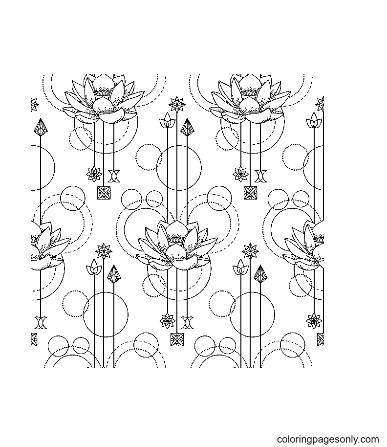 Lotus and Crystal Coloring Pages