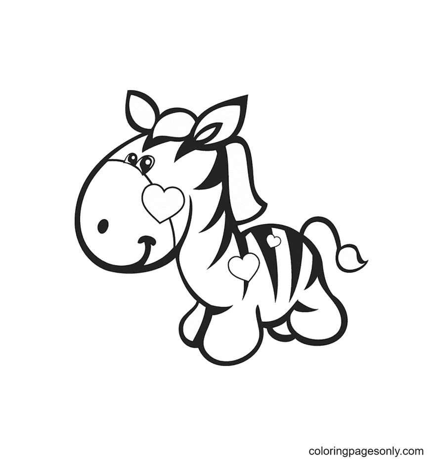 Lovable Zebra Coloring Page