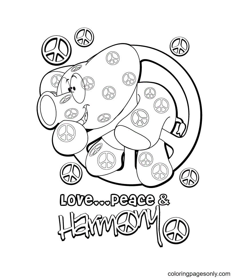 Love Peace Coloring Page