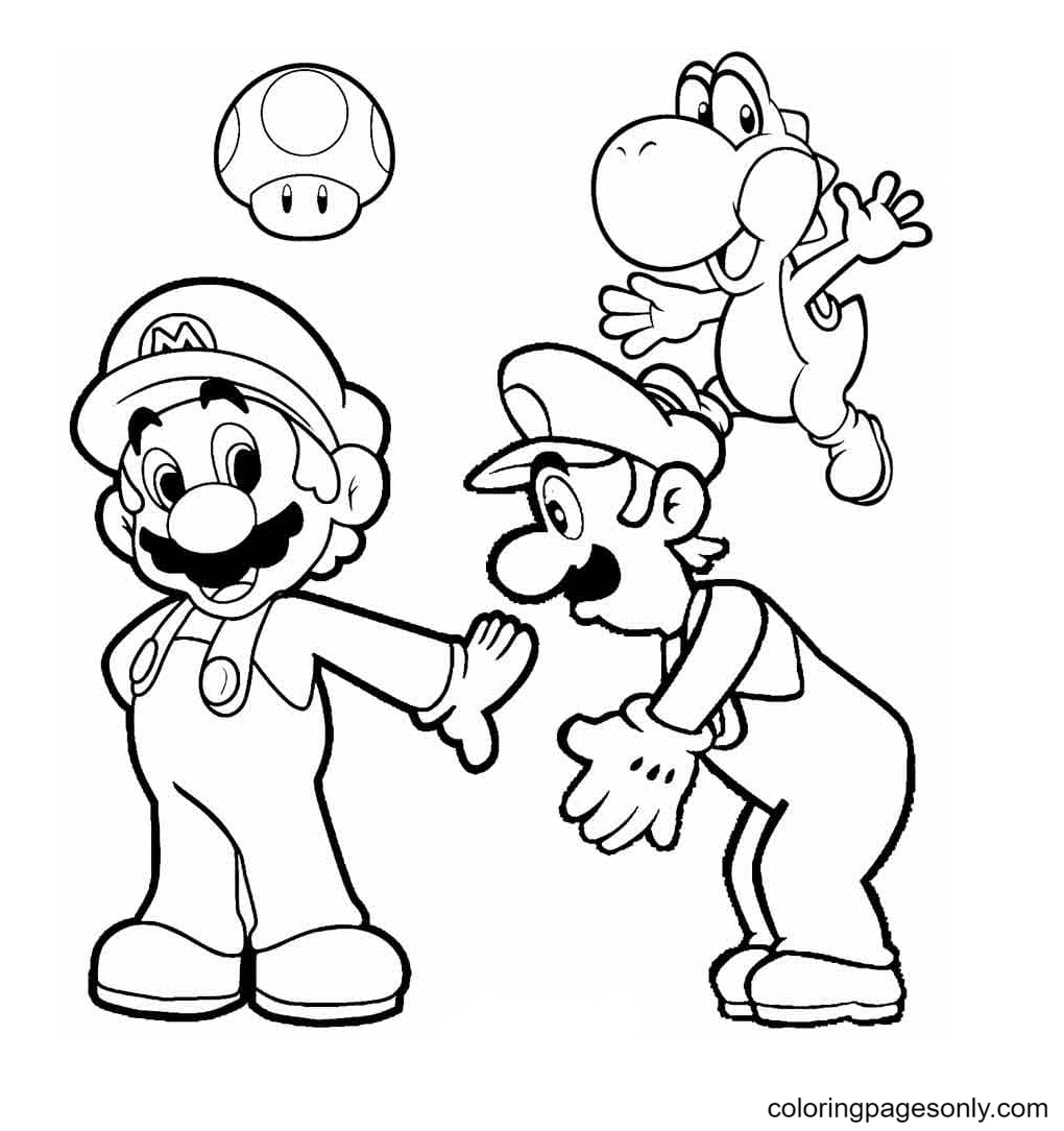 Mario Luigi Toad And Yoshi Coloring Pages Yoshi Coloring Pages 