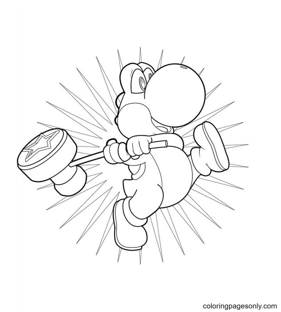 Mario's Magic Hammer Coloring Pages