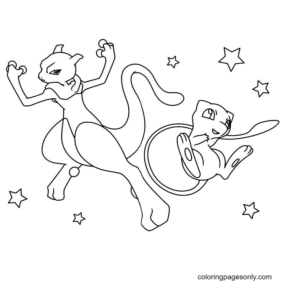 Mew And Mewtwo Drawing