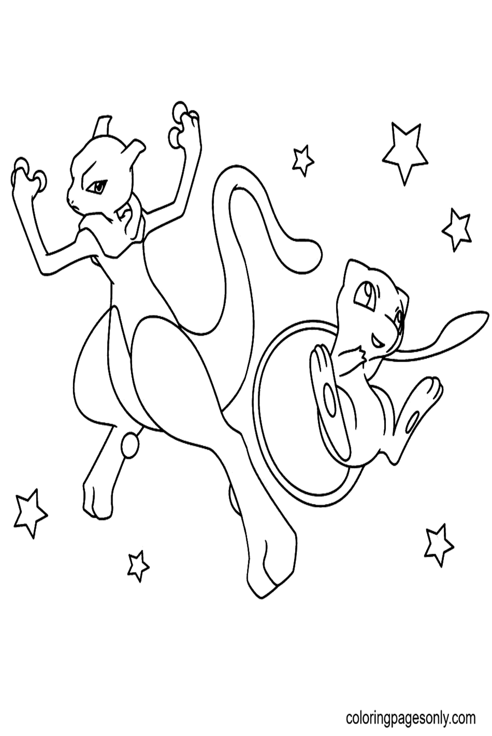 Desenhos para colorir de Pokémon Mew e Mewtwo - Desenhos para colorir  gratuitos para impressão