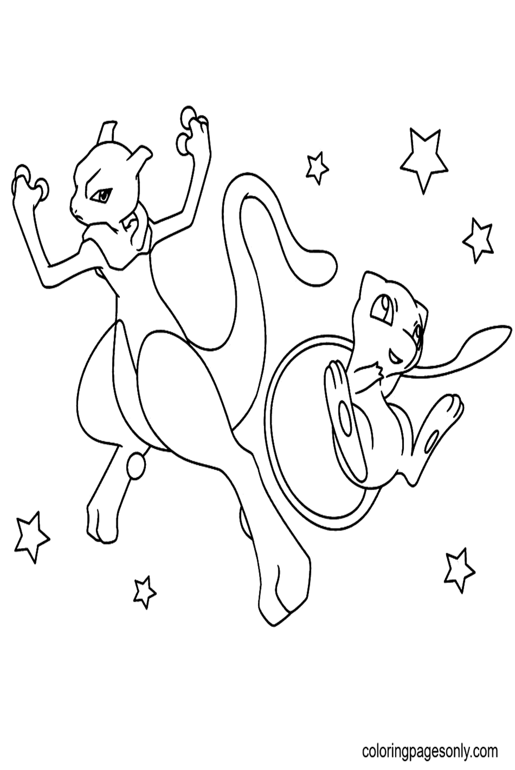 Mew and Mewtwo - Pokemon 11x17 Print