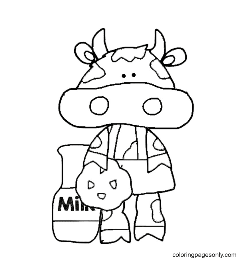 Milk And Cookies Cow Coloring Page
