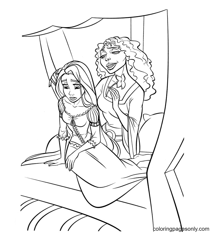 Mother Gothel Has Brought Rapunzel Back to the Tower Coloring Page