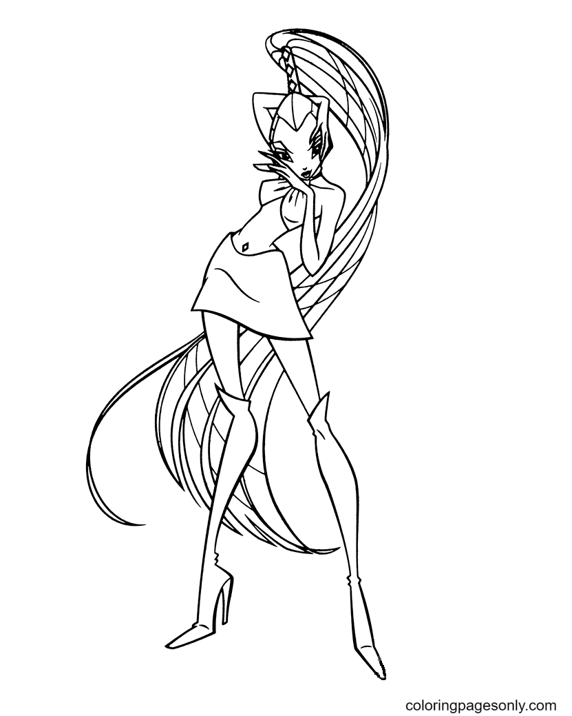 Musa with Long Hair Coloring Page