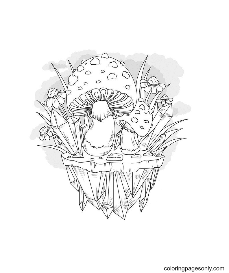 Mushroom Crystals Coloring Pages