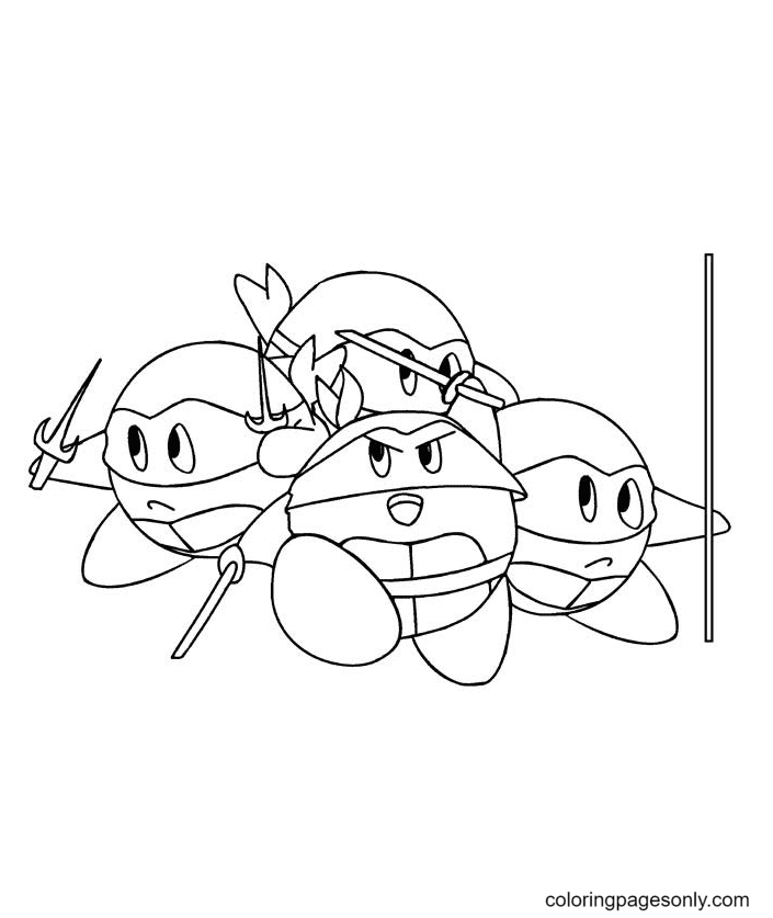 Ninja Kirby Coloring Page