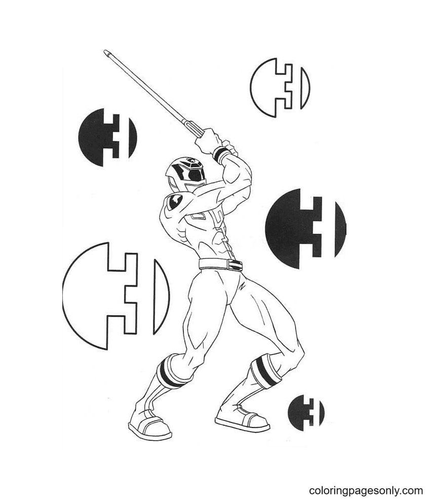 Ninja ranger with a Sword Coloring Page
