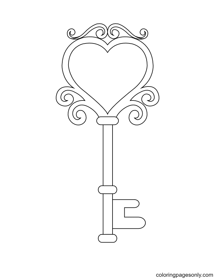 Old Fashioned Heart Key Coloring Pages