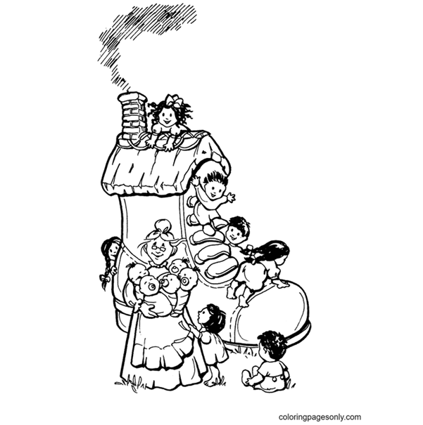 Old Woman Who Lived in a Shoe Coloring Pages