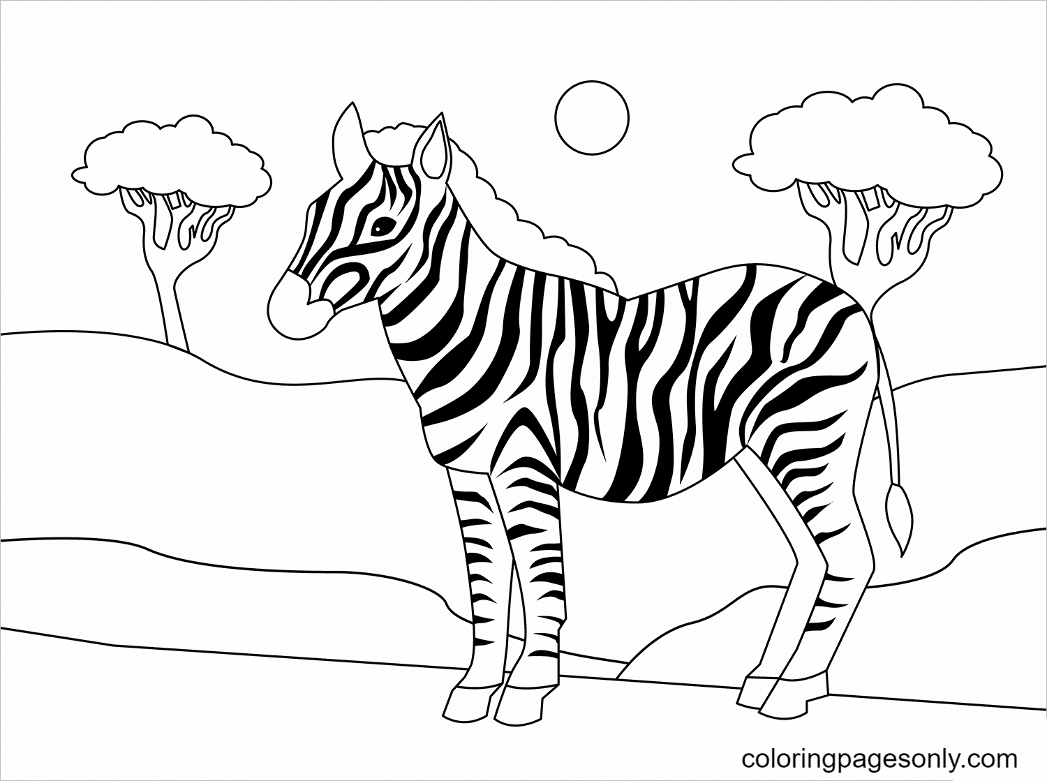 Ormanda a Zebra Coloring Page