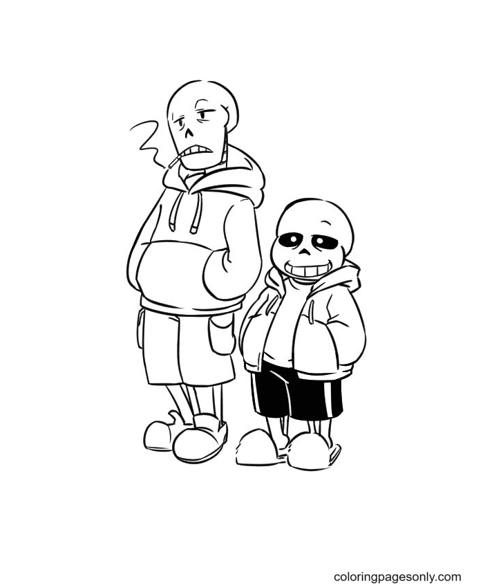 Papyrus and Sans from Undertale Coloring Page