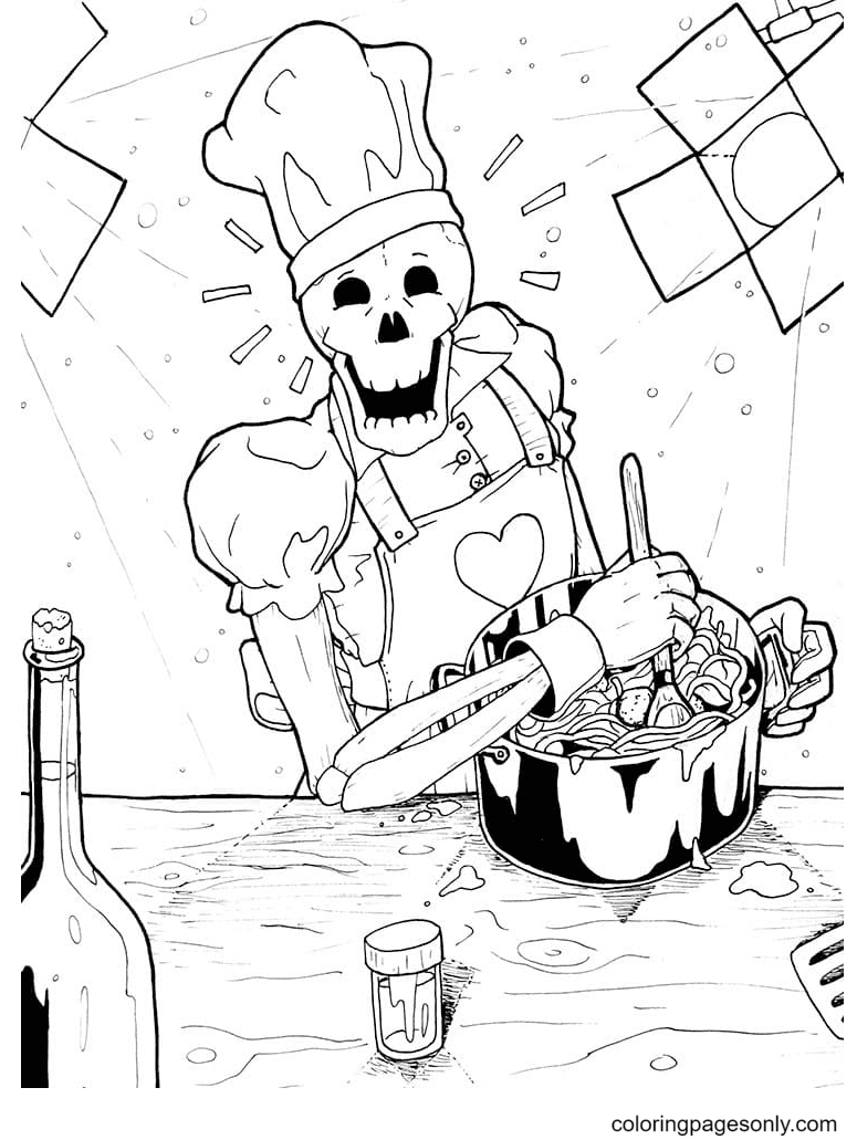 Papyrus is Cooking Coloring Page