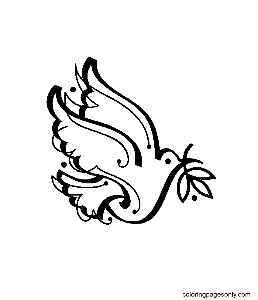 Peace Dove and Olive Branch Coloring Page