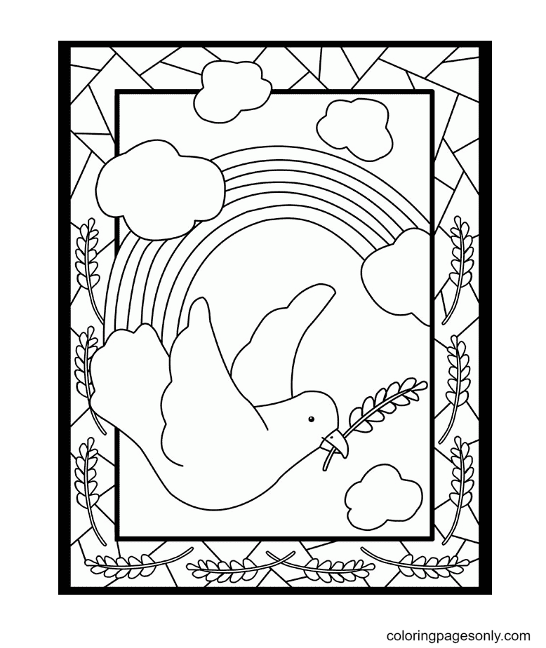 Peace Dove with Olive Branch Printable Coloring Pages