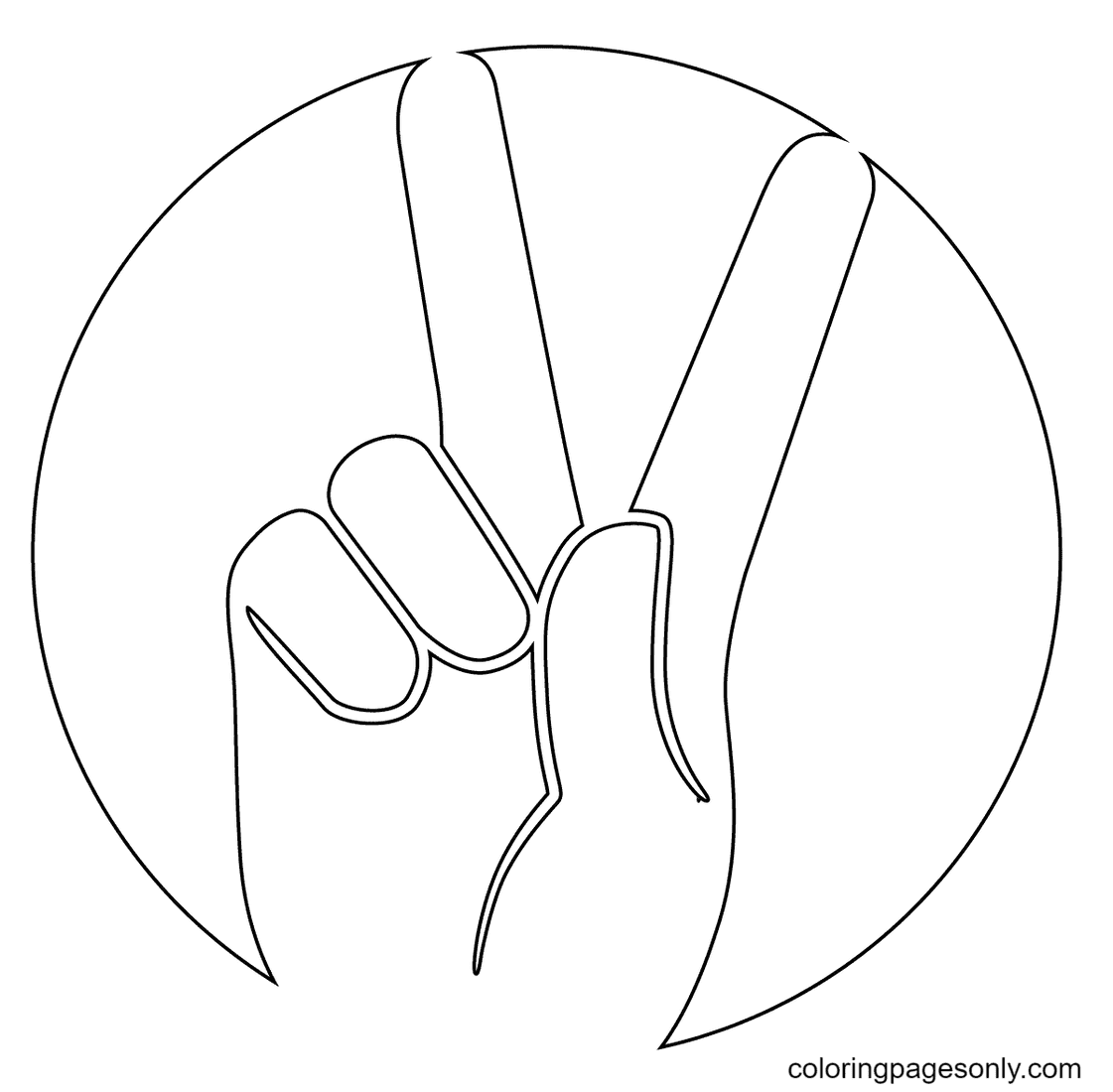 Peace Gesture Coloring Page