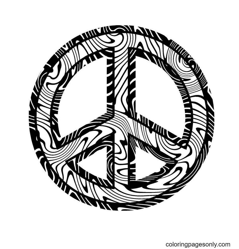 Peace Sign Gesture Printable Coloring Page