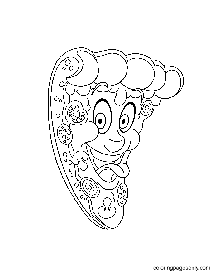 Pagina da colorare di fetta di pizza ai peperoni