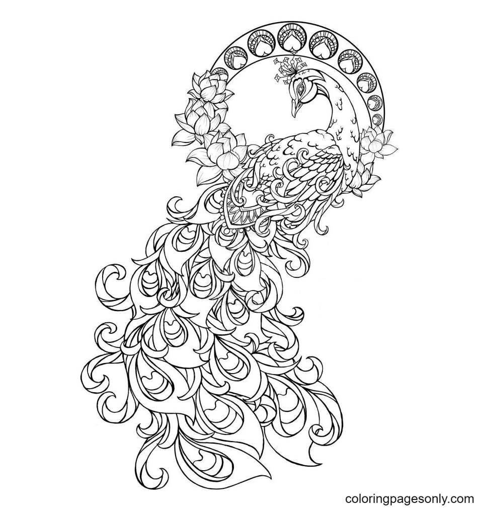 Phoenix with Flowers Coloring Page