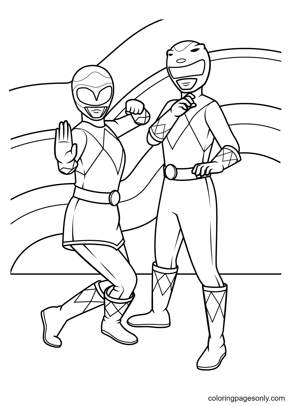 Ranger Rosa e Ranger Amarelo de Power Rangers