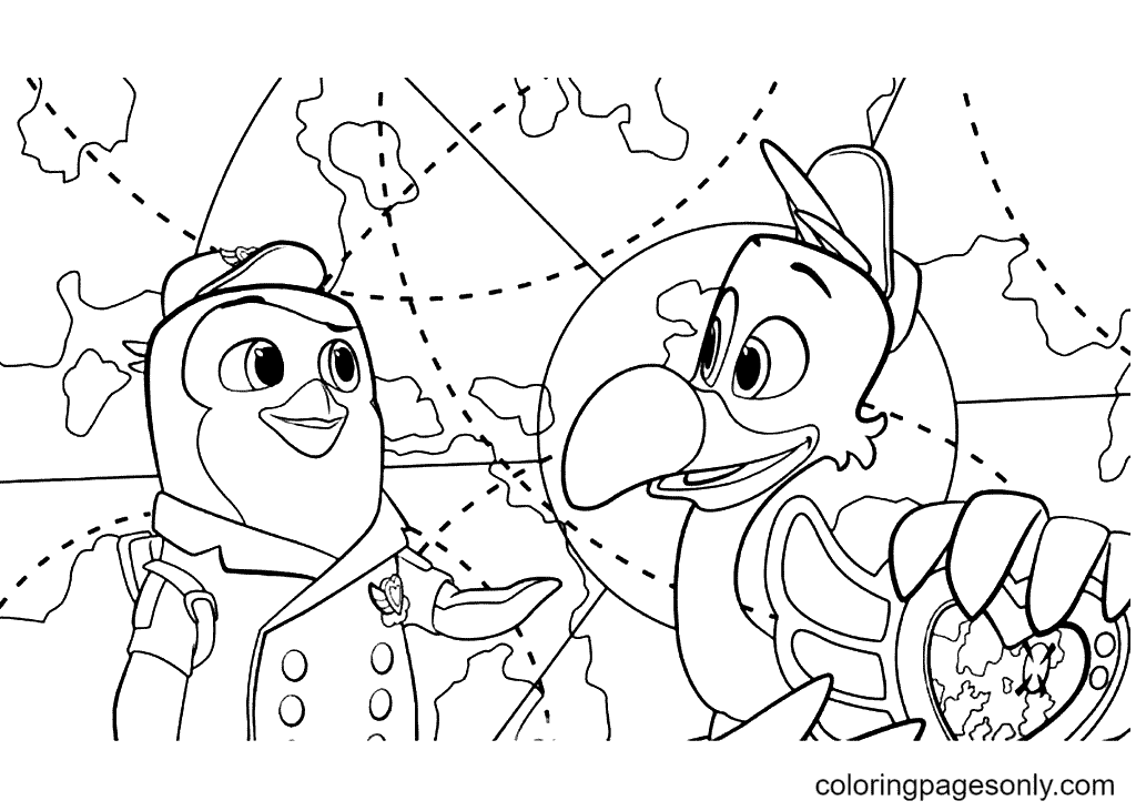 Pip and Freddy From TOTS Coloring Page