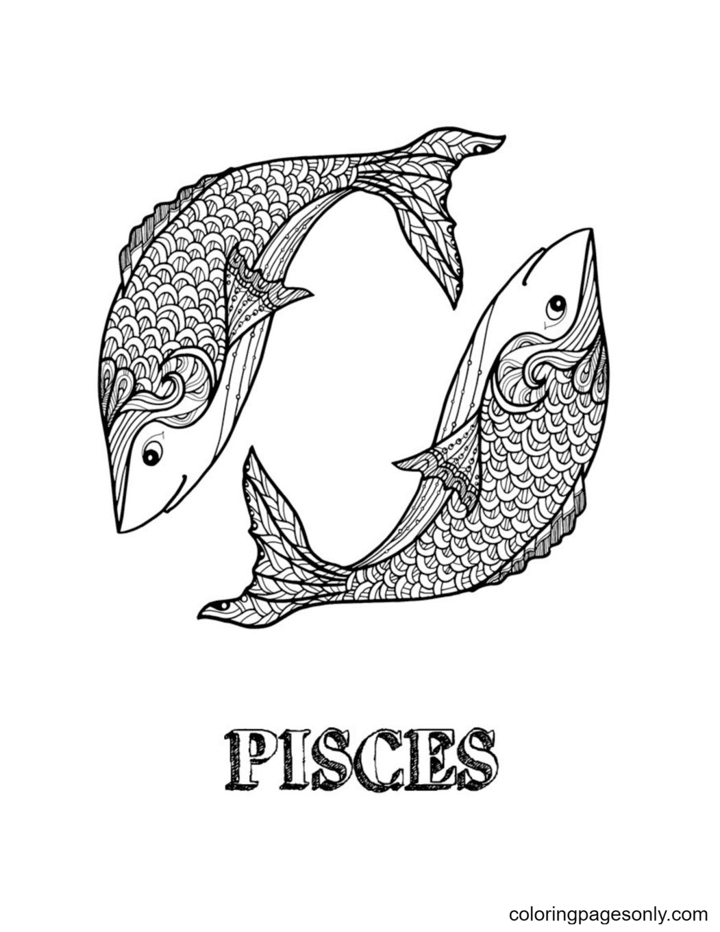 Pisces Free Coloring Page