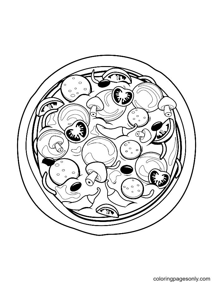Pizza mit Tomaten und Pilzen von Pizza