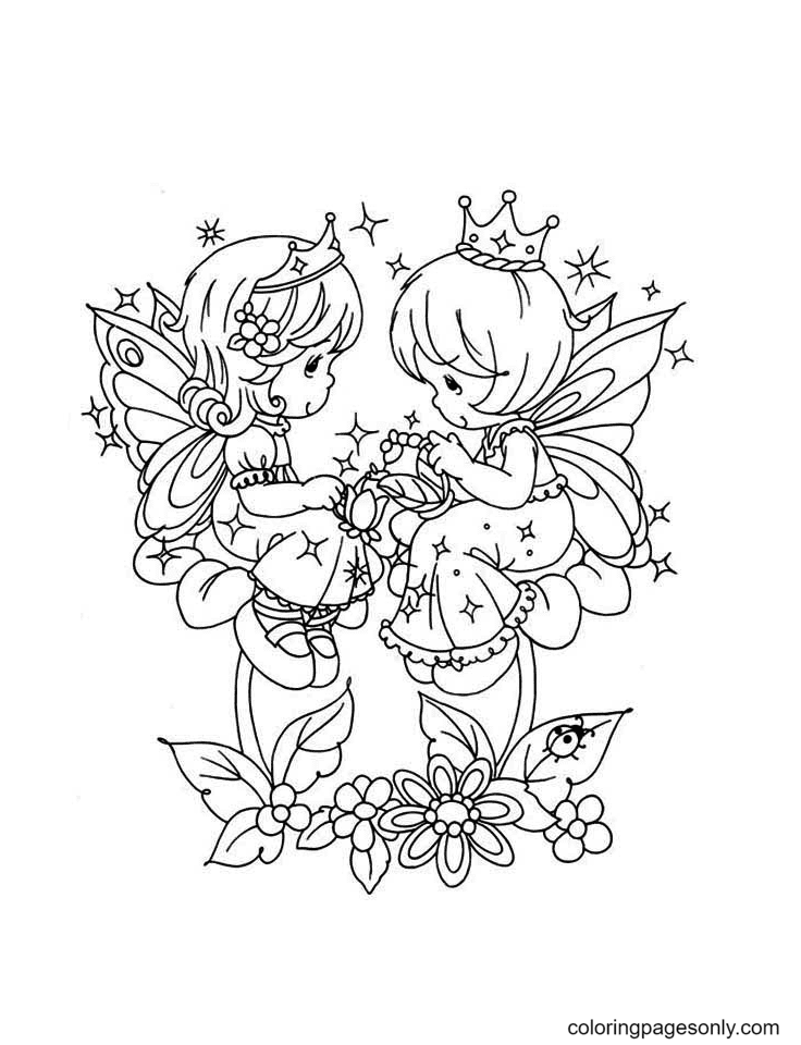 Precious Moments Angels Free Coloring Page