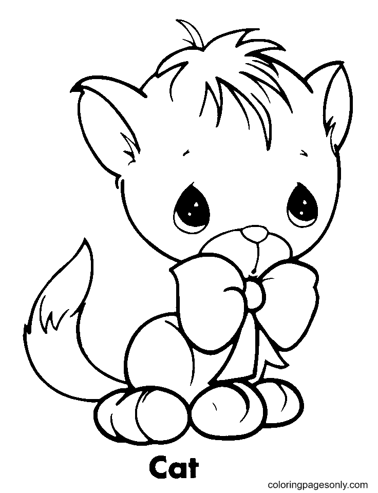 Precious Moments Cat Coloring Page