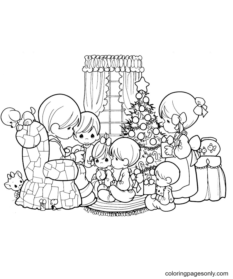 Precious Moments Christmas Free Coloring Page