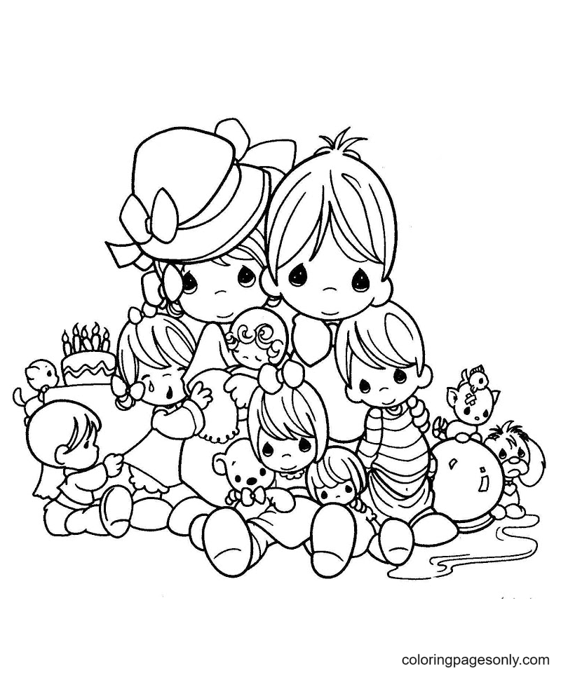 Precious Moments Friends Coloring Page