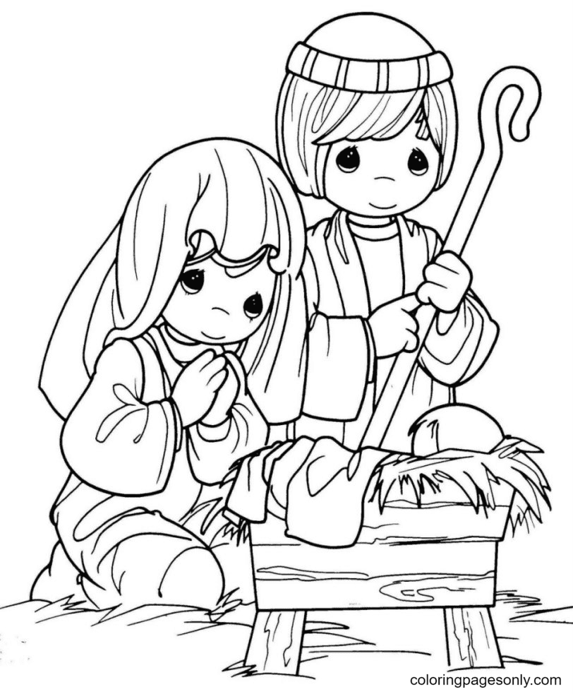Precious Moments Nativity Coloring Pages