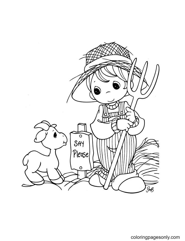 Precious moment Farm girl Coloring Pages