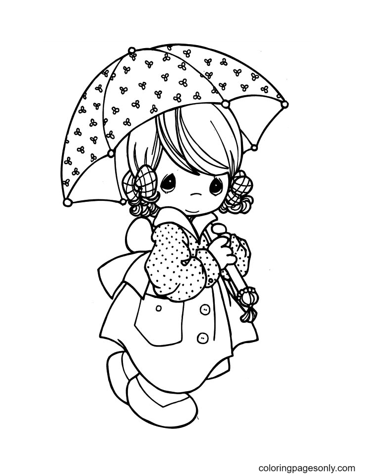 Kostbaar moment Klein meisje met een paraplu uit Precious Moments