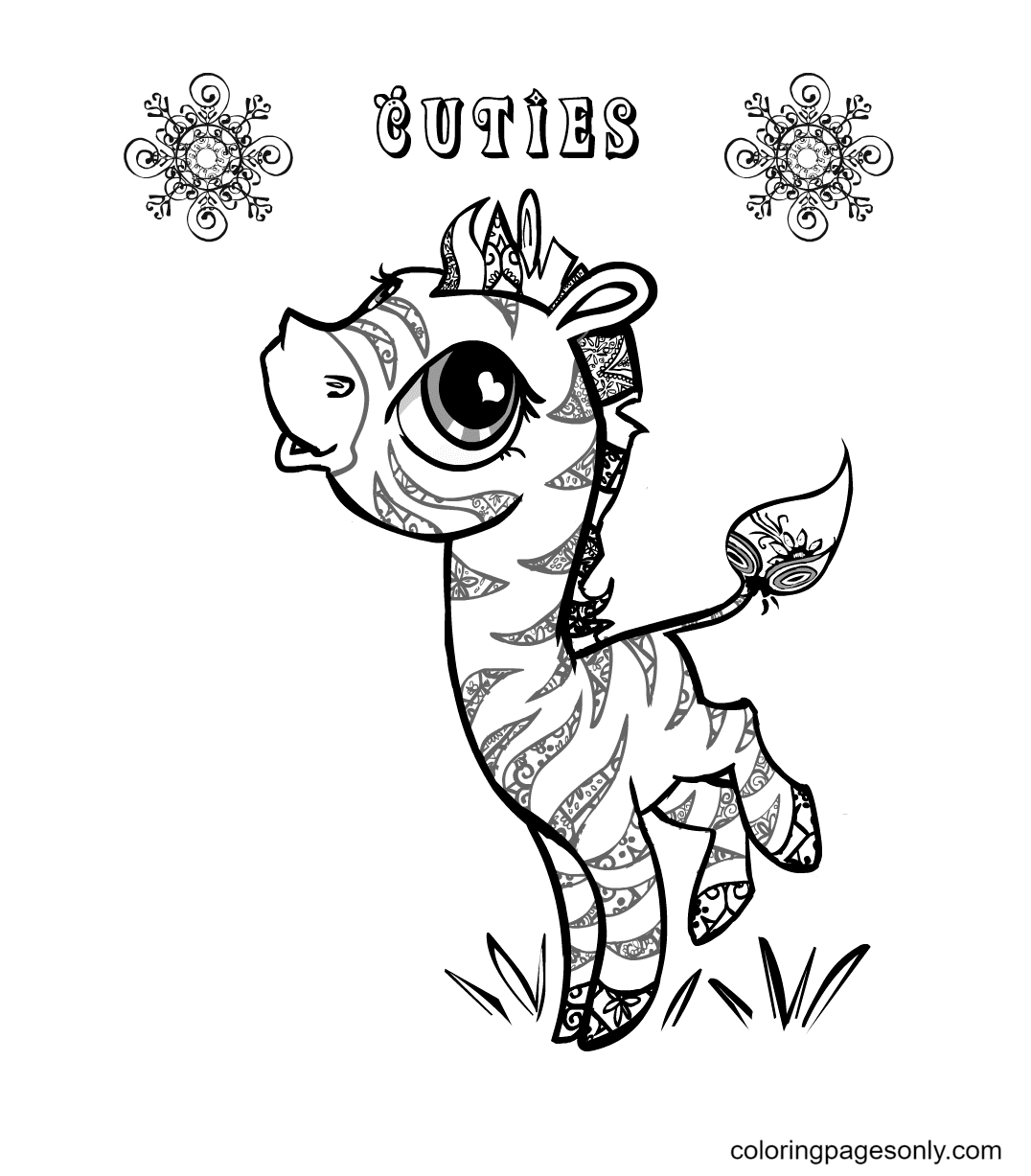 Pretty Zebra Coloring Pages